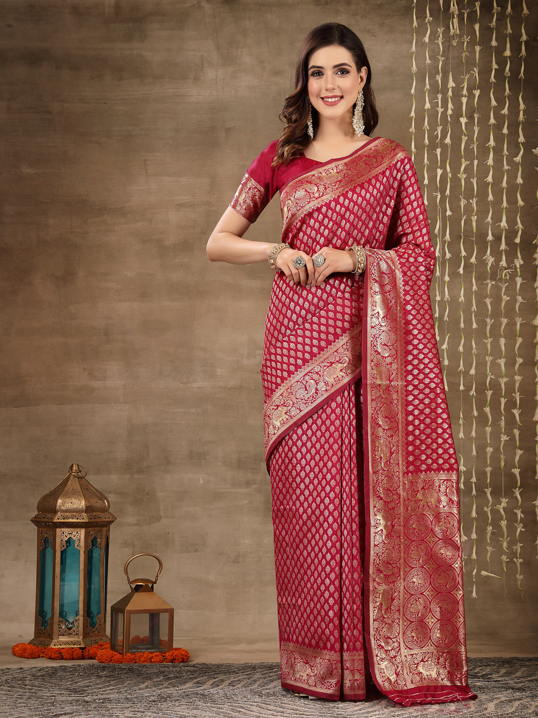 Woven Design Zari Silk Blend Saree–