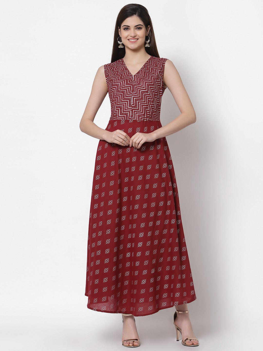 Fit and flare maroon dress hotsell