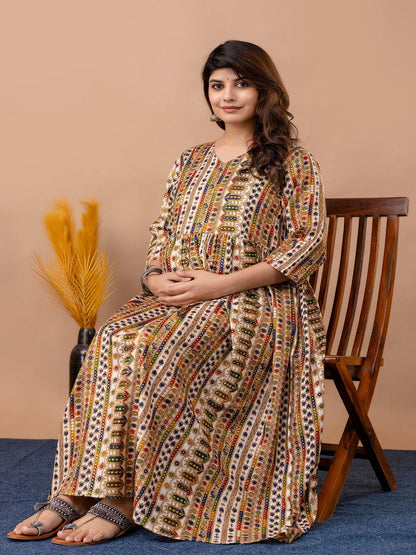 Multi Printed Maternity Dress