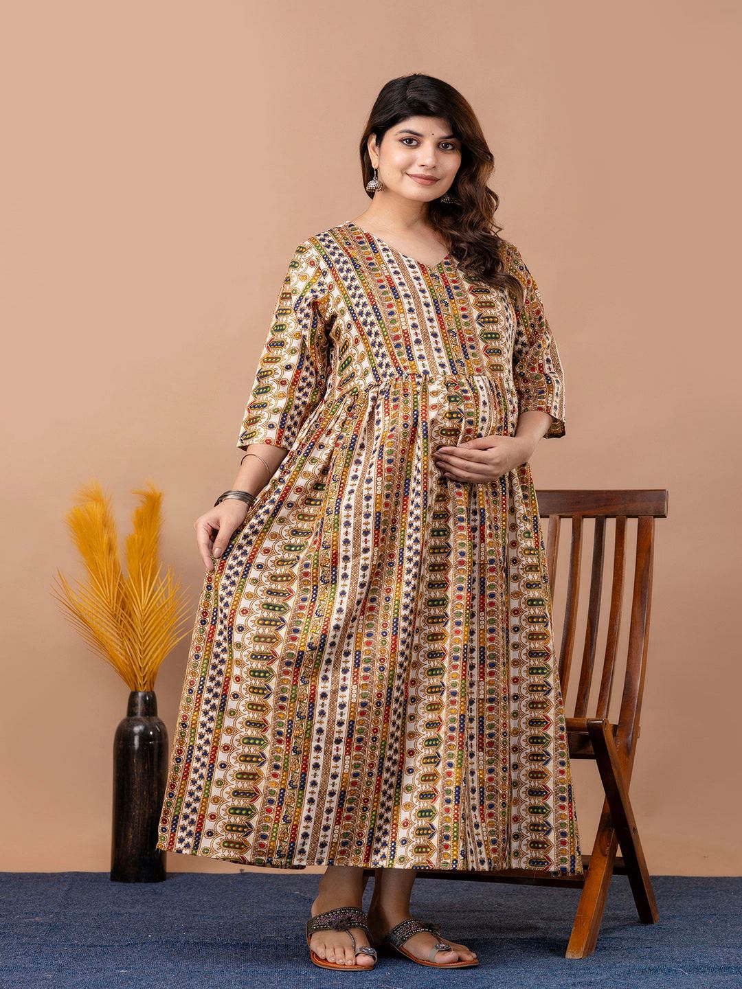 Multi Printed Maternity Dress