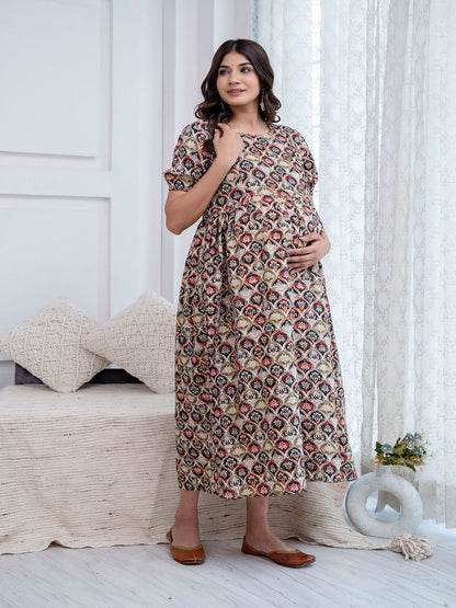 Multi Printed Maternity Dress