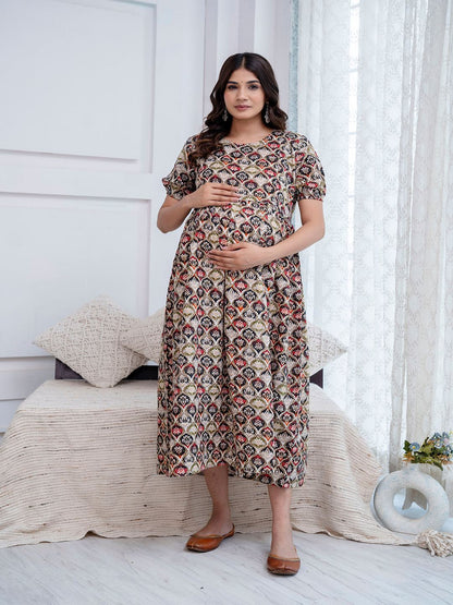 Multi Printed Maternity Dress