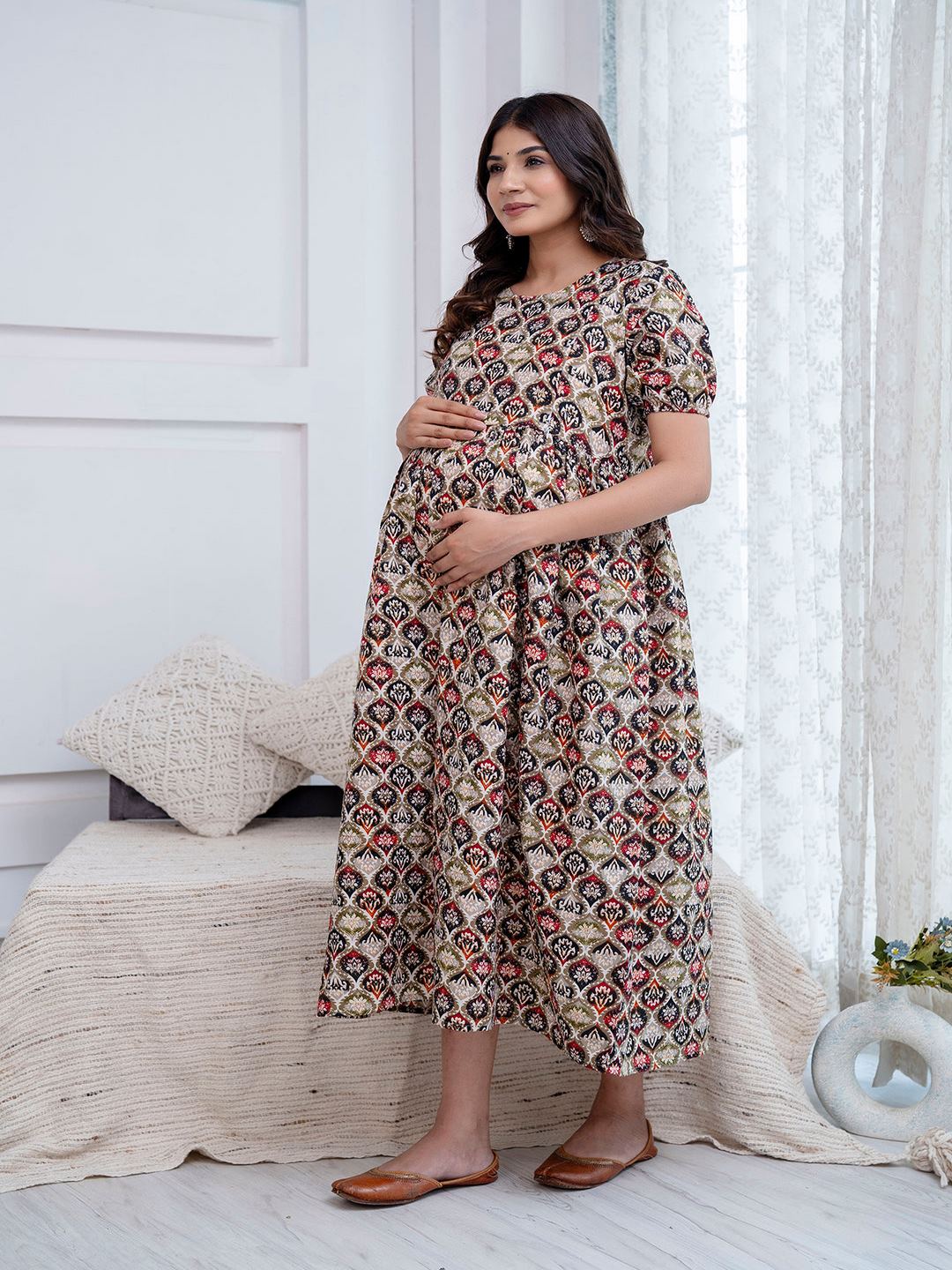 Multi Printed Maternity Dress