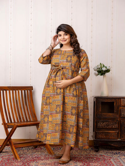 Multi Printed Maternity Dress