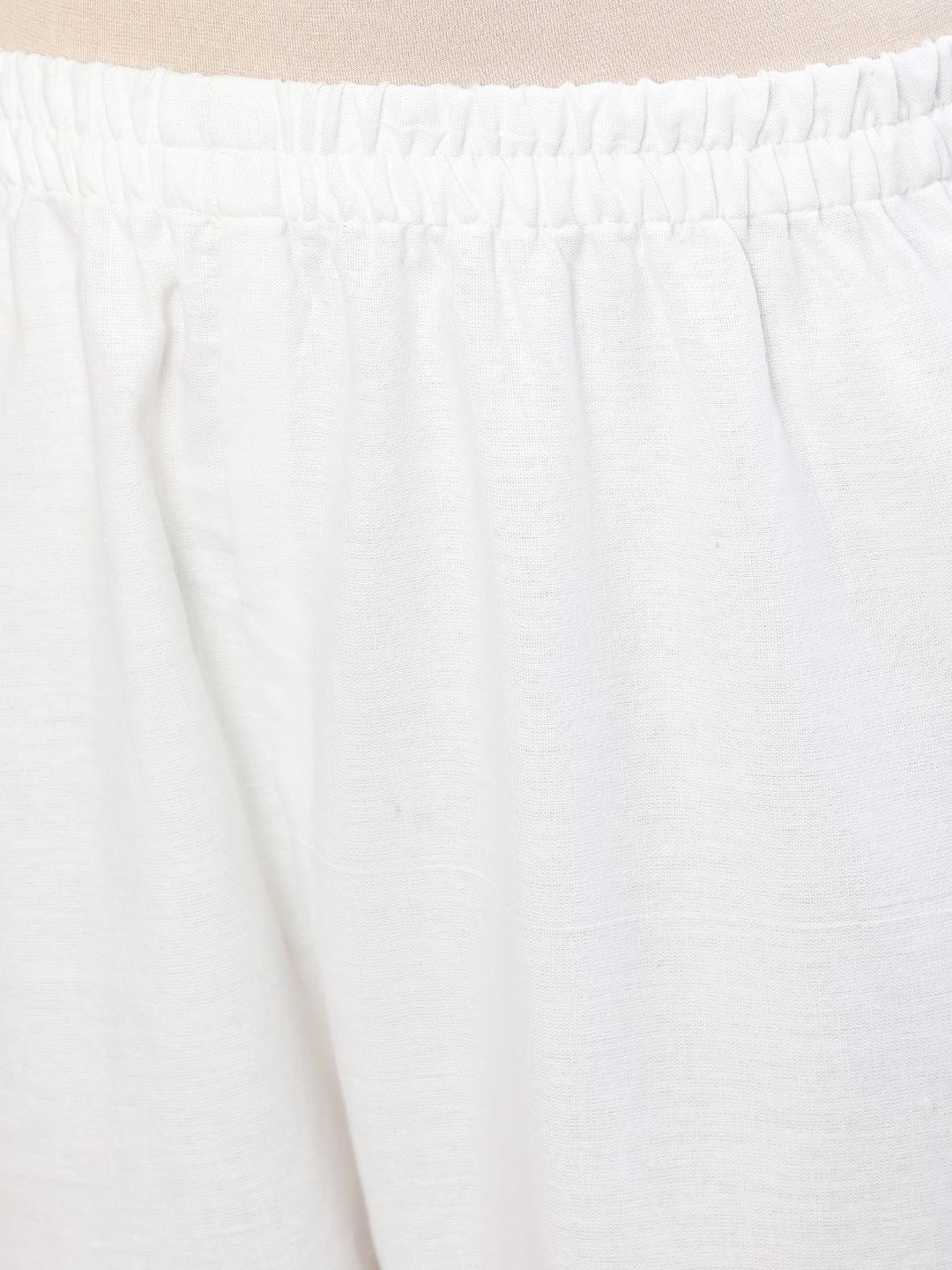 White Solid Pant With Lace Details