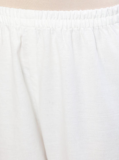 White Solid Pant With Lace Details