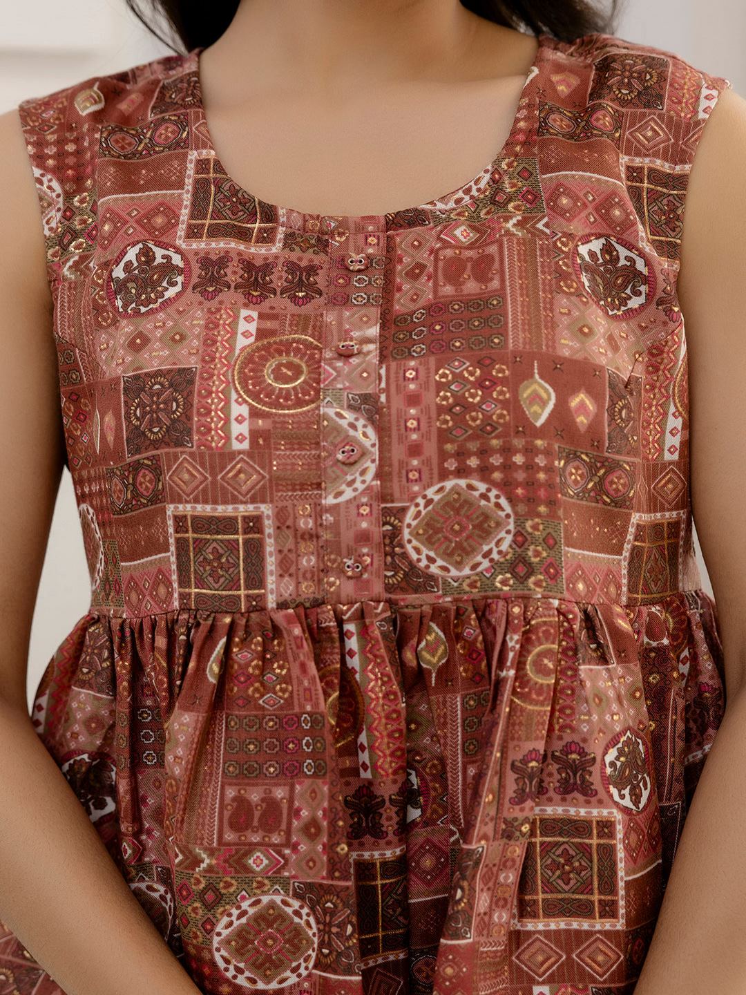 Mauve Printed Peplum Tunic