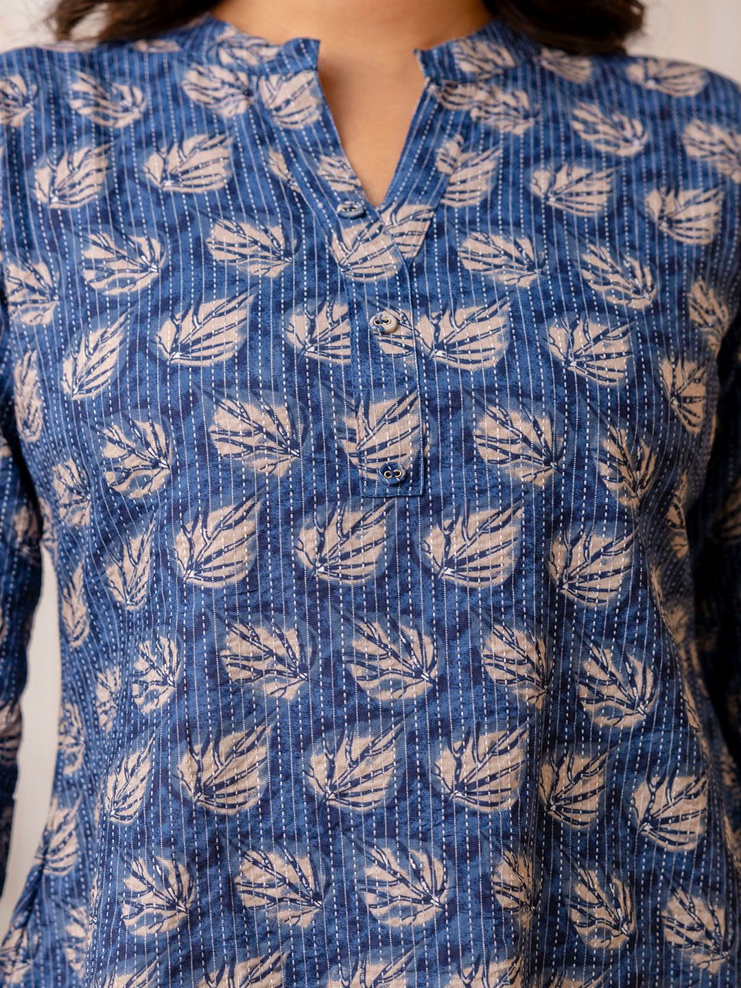 Blue Printed Straight Tunic