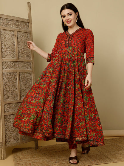 Calf Length Semi-Flared 3/4 Sleeves V Kurta Bottom Dupatta Set