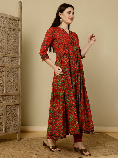 Calf Length Semi-Flared 3/4 Sleeves V Kurta Bottom Dupatta Set