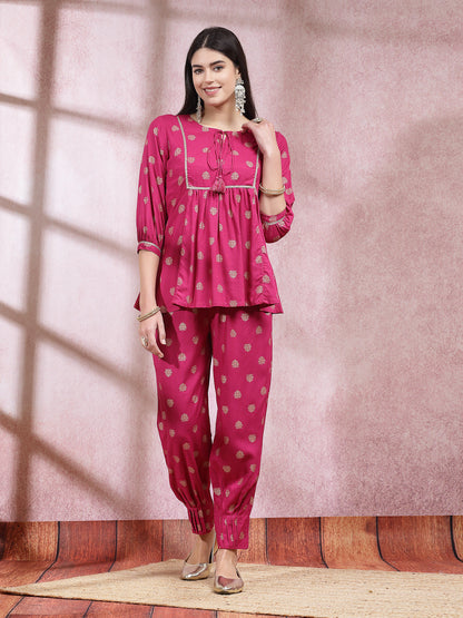 Ethnic Motifs Printed Rayon Co-Ord Set