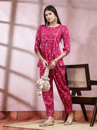 Ethnic Motifs Printed Rayon Co-Ord Set