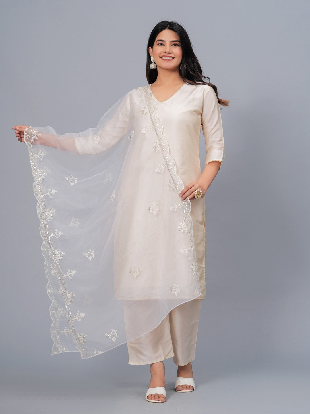 Embroidered Organza Drawer Dupatta