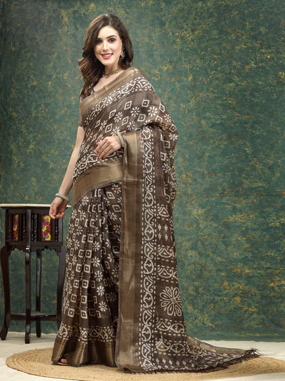 Batik Print Cotton Blend Saree