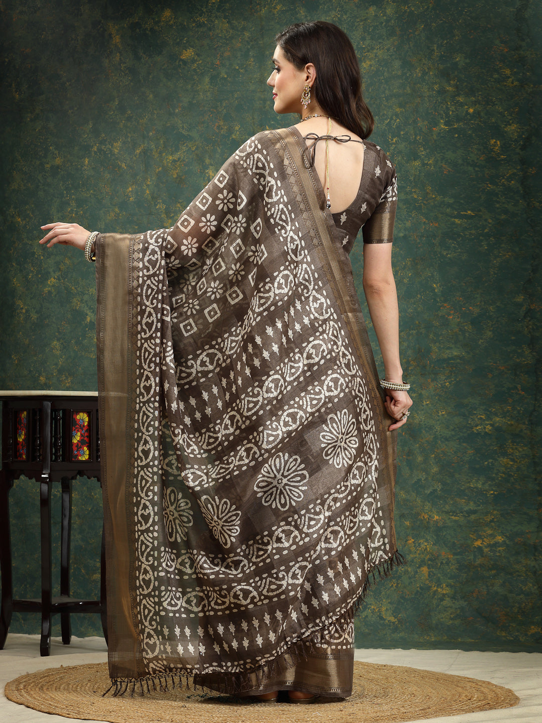 Batik Print Cotton Blend Saree