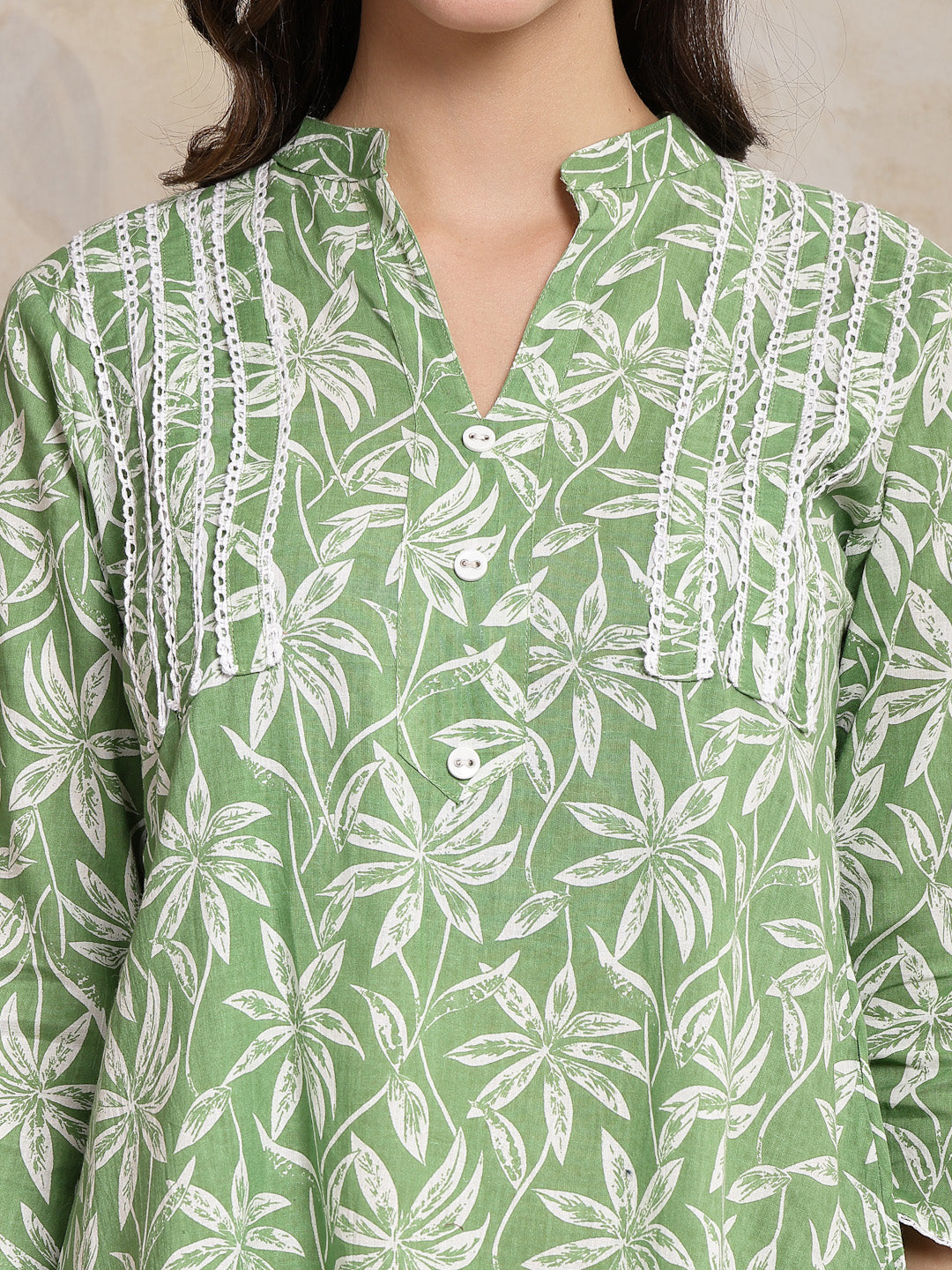 Tropical Printed Cotton Empire Top