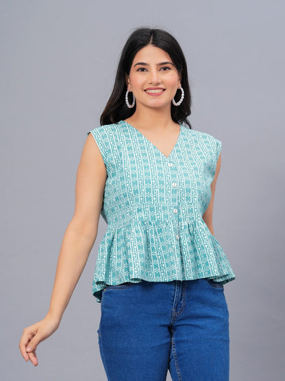 Floral Printed Rayon Peplum Top