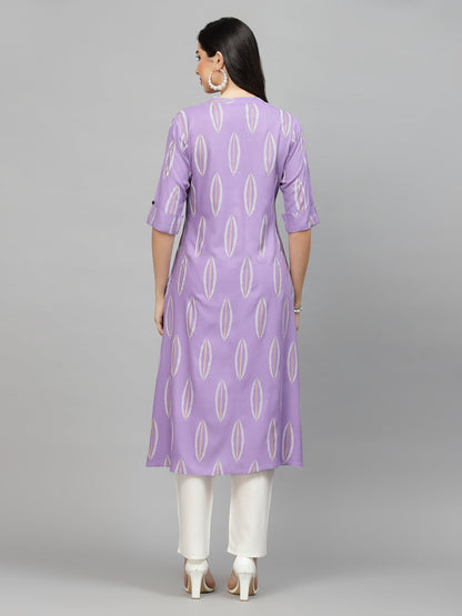 Block Printed Rayon A-Line Kurta