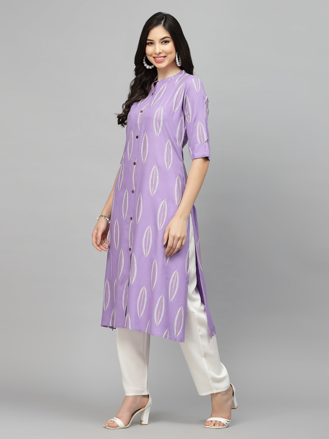 Block Printed Rayon A-Line Kurta