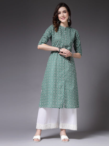 Bandhej Printed Cotton A-Line Kurta