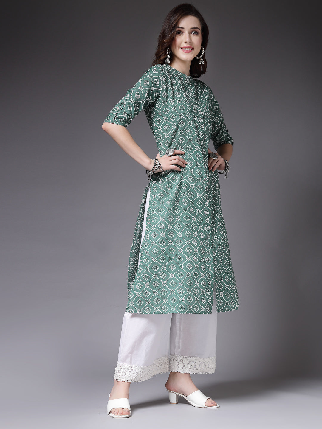 Bandhej Printed Cotton A-Line Kurta