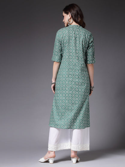 Bandhej Printed Cotton A-Line Kurta