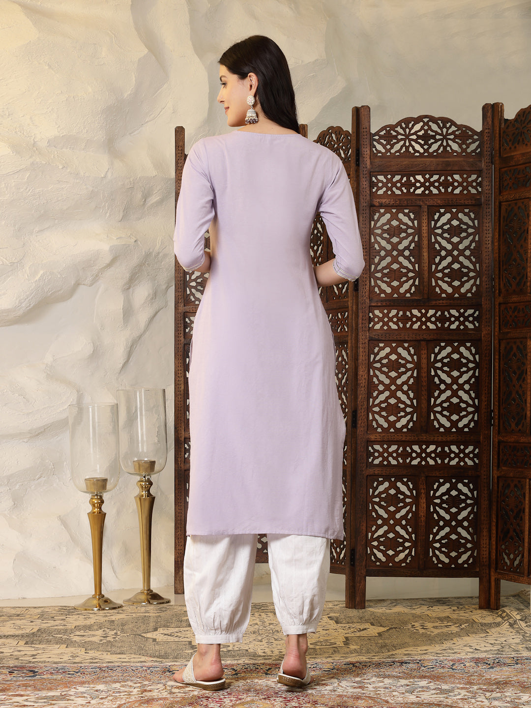 Solid Cotton Blend Straight Kurta