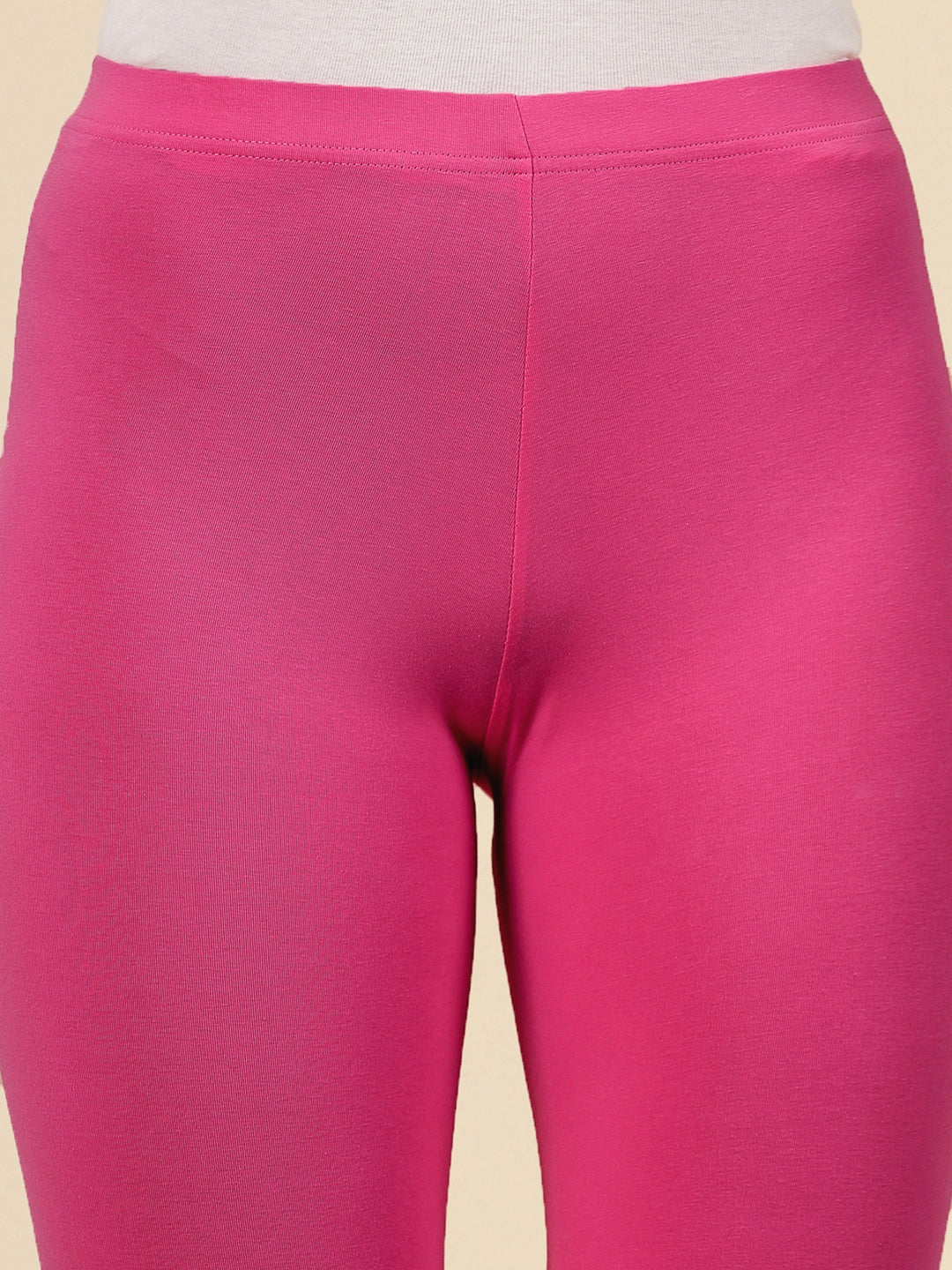 Solid Mid Rise Cotton Lycra Ankle Length Leggings