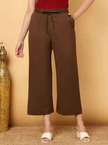 Cotton Flex Ankle Length Solid Regular Palazzos