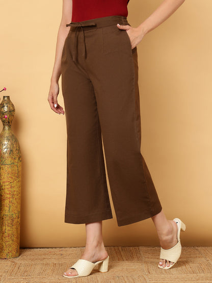 Cotton Flex Ankle Length Solid Regular Palazzos