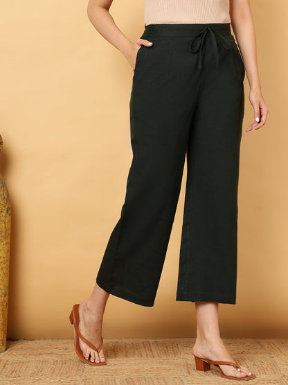 Cotton Flex Ankle Length Solid Regular Palazzos