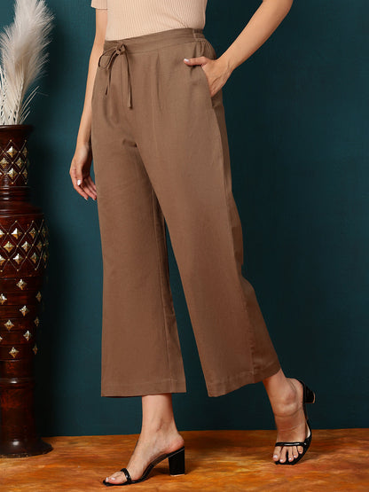 Cotton Flex Ankle Length Solid Regular Palazzos