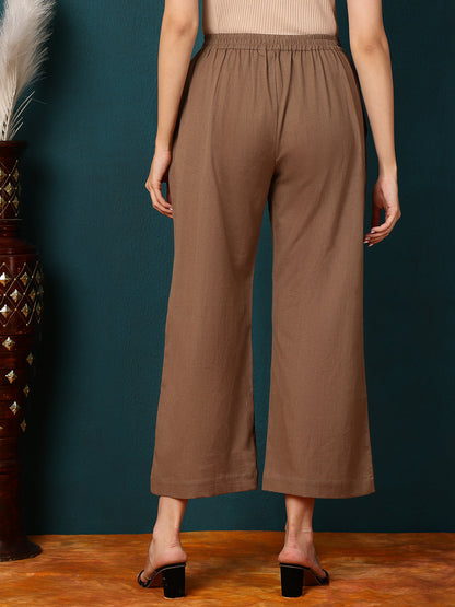 Cotton Flex Ankle Length Solid Regular Palazzos