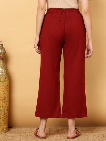 Cotton Flex Ankle Length Solid Regular Palazzos