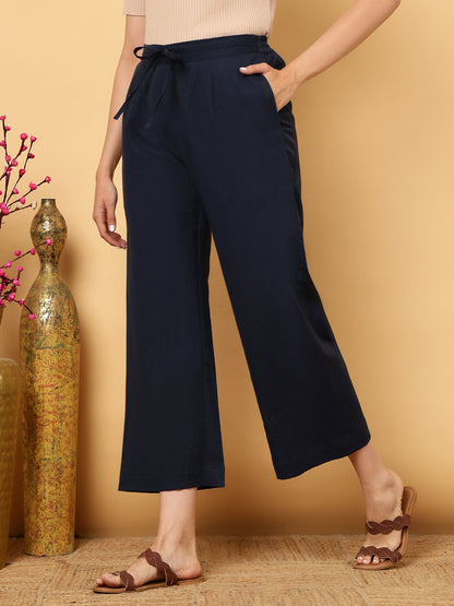 Cotton Flex Ankle Length Solid Regular Palazzos