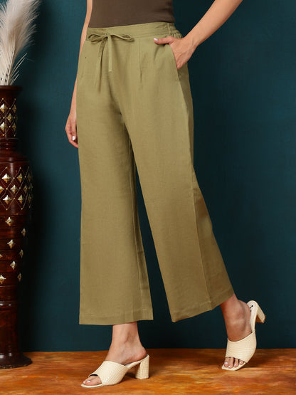 Cotton Flex Ankle Length Solid Regular Palazzos