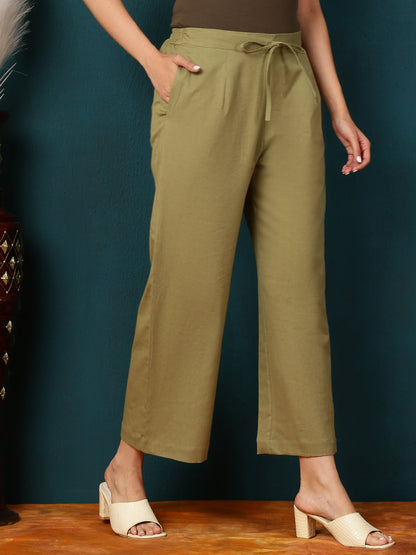 Cotton Flex Ankle Length Solid Regular Palazzos