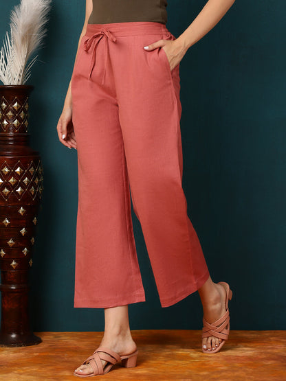 Cotton Flex Ankle Length Solid Regular Palazzos