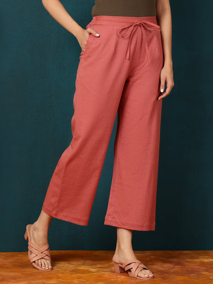 Cotton Flex Ankle Length Solid Regular Palazzos