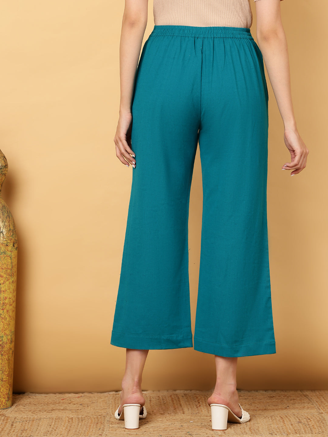 Cotton Flex Ankle Length Solid Regular Palazzos