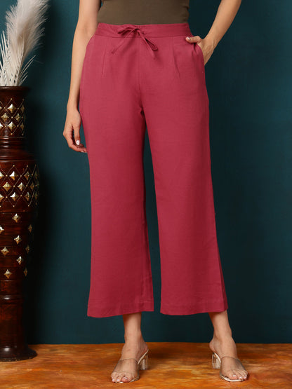 Cotton Flex Ankle Length Solid Regular Palazzos