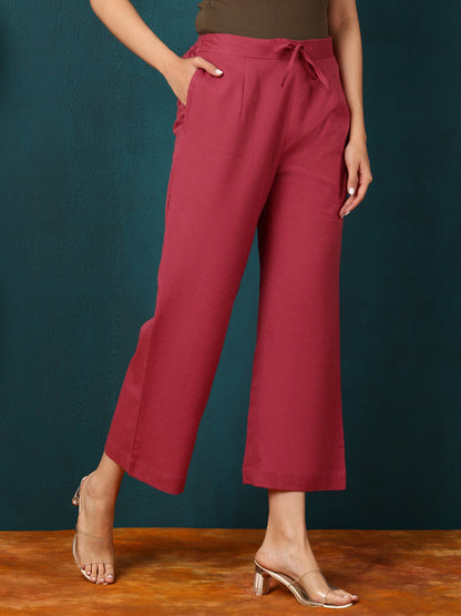 Cotton Flex Ankle Length Solid Regular Palazzos