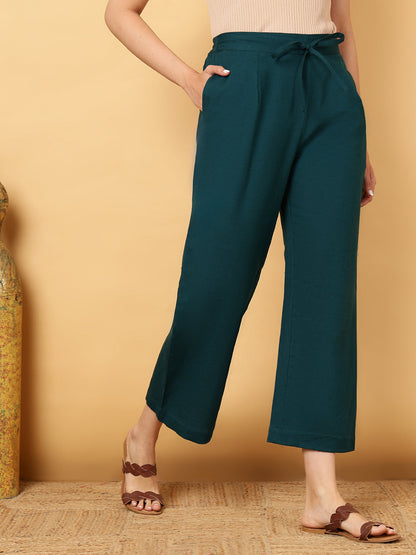 Cotton Flex Ankle Length Solid Regular Palazzos