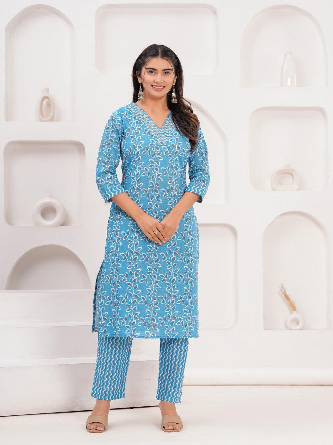 Cotton Printed Straight Kurta Set