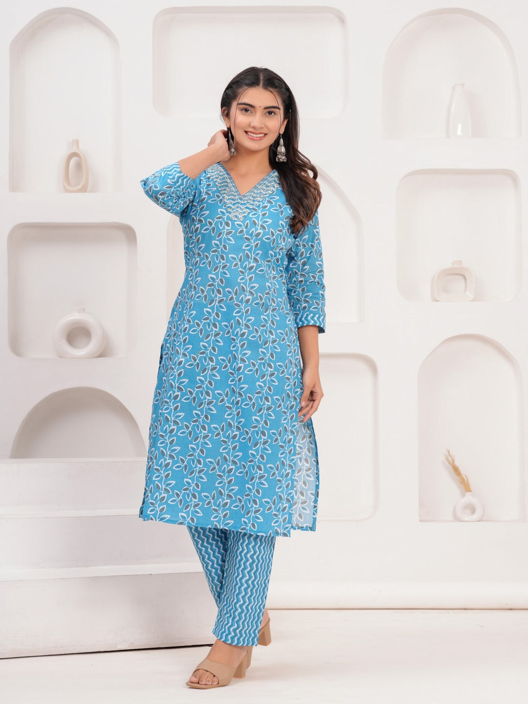 Cotton Printed Straight Kurta Set