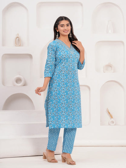 Cotton Printed Straight Kurta Set