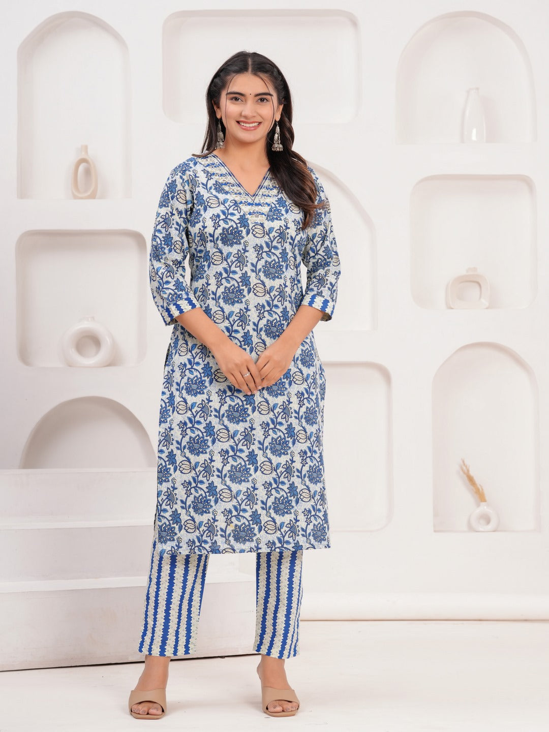 Cotton Printed Straight Kurta Set