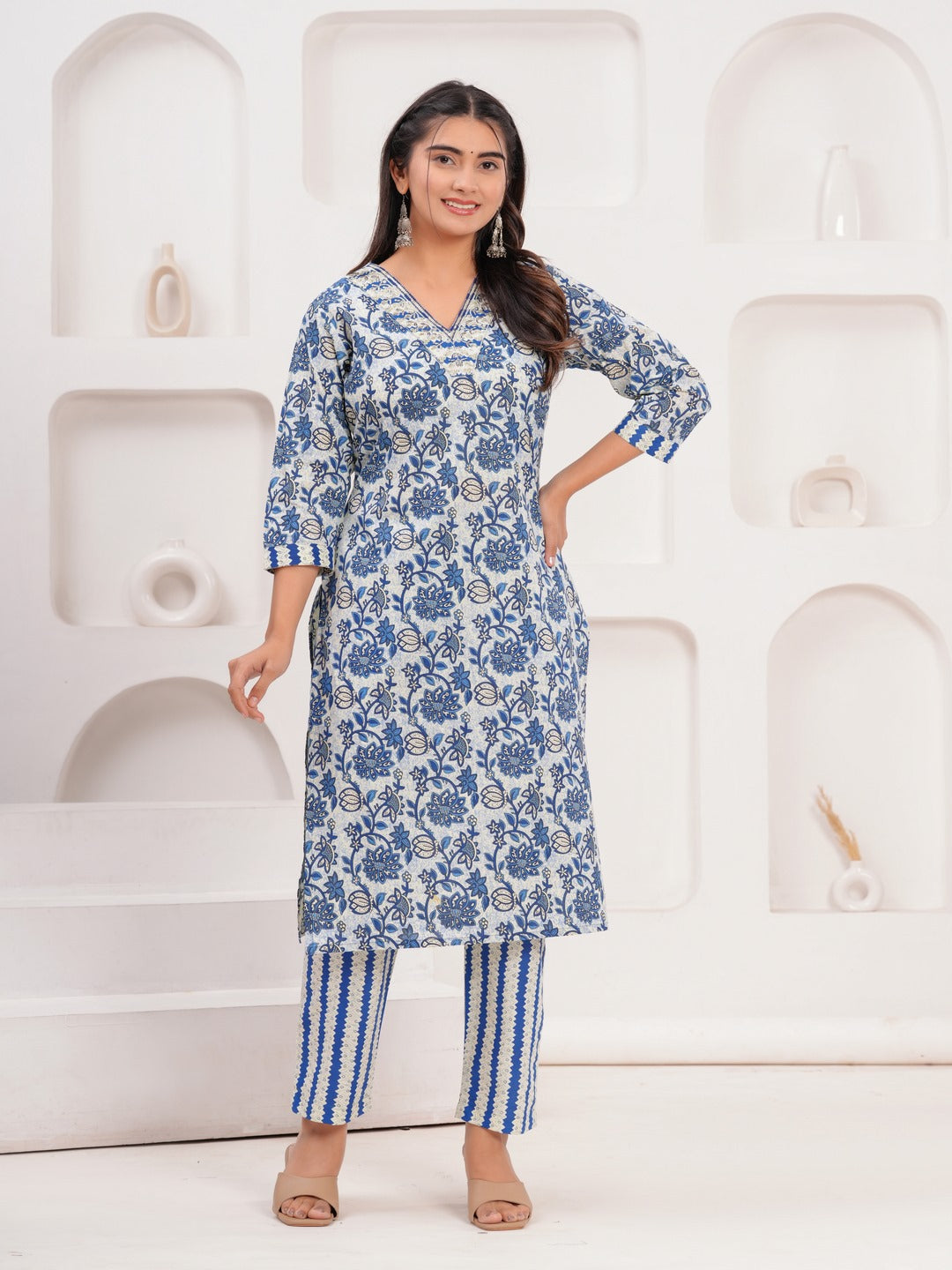 Cotton Printed Straight Kurta Set