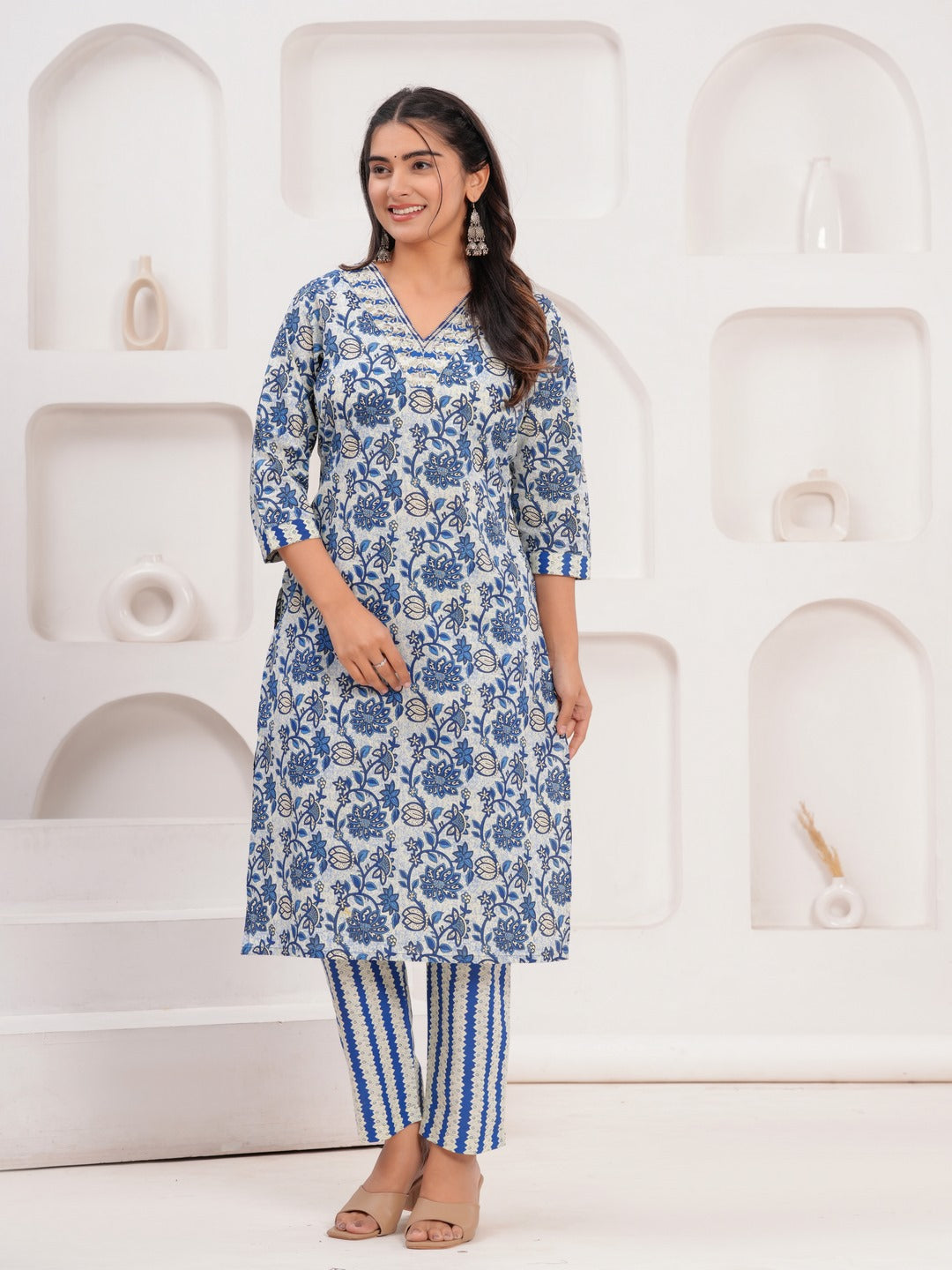 Cotton Printed Straight Kurta Set