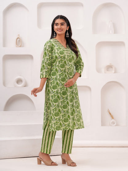 Cotton Printed Straight Kurta Set